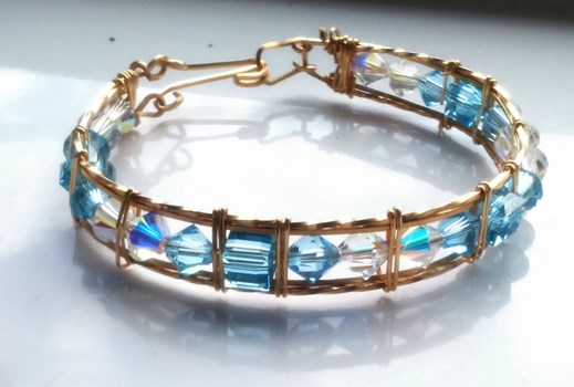 14k Gold Filled Swarovski Blue Crystal Bracelet
