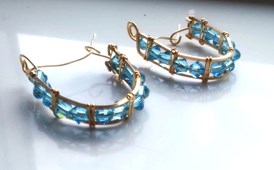 gold filled blue crystal earrings