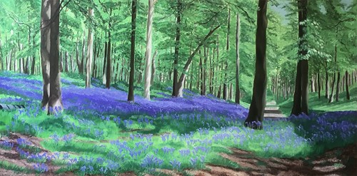 Commissioned painting of bluebell woods
