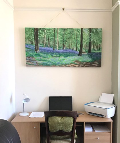 commissioned oil painting bluebell woods