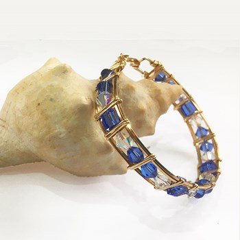 14k Gold Filled Swarovski Sapphire Blue Crystal Bracelet