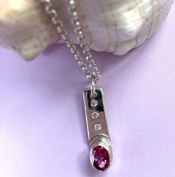 Polished Sterling Silver Pink Topaz Pendant
