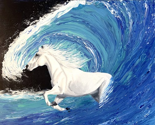 Fluid Art Horse and Wave