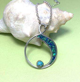 Sterling Silver and Crushed Opal Pendant