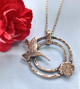 Sterling and Fine Silver Hummingbird Pendant Necklace