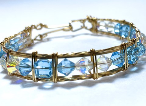 14k Gold Filled Swarovski Blue Crystal Bracelet
