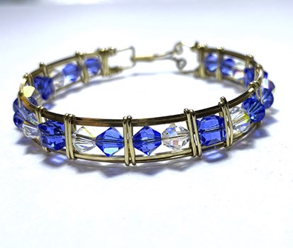 14k Gold Filled Swarovski Sapphire Blue Crystal Bracelet