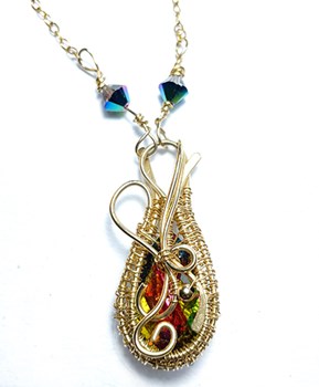 14k Gold Filled Swarovski Vitrail Crystal Necklace Pendant