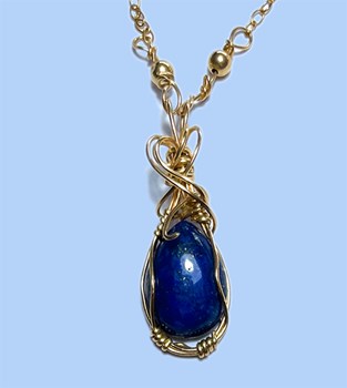 Gold Filled Wire Wrapped Lapis Lazuli Pendant