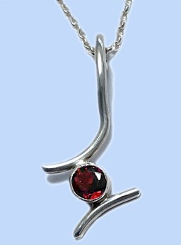 Small Sterling Silver and Garnet Pendant